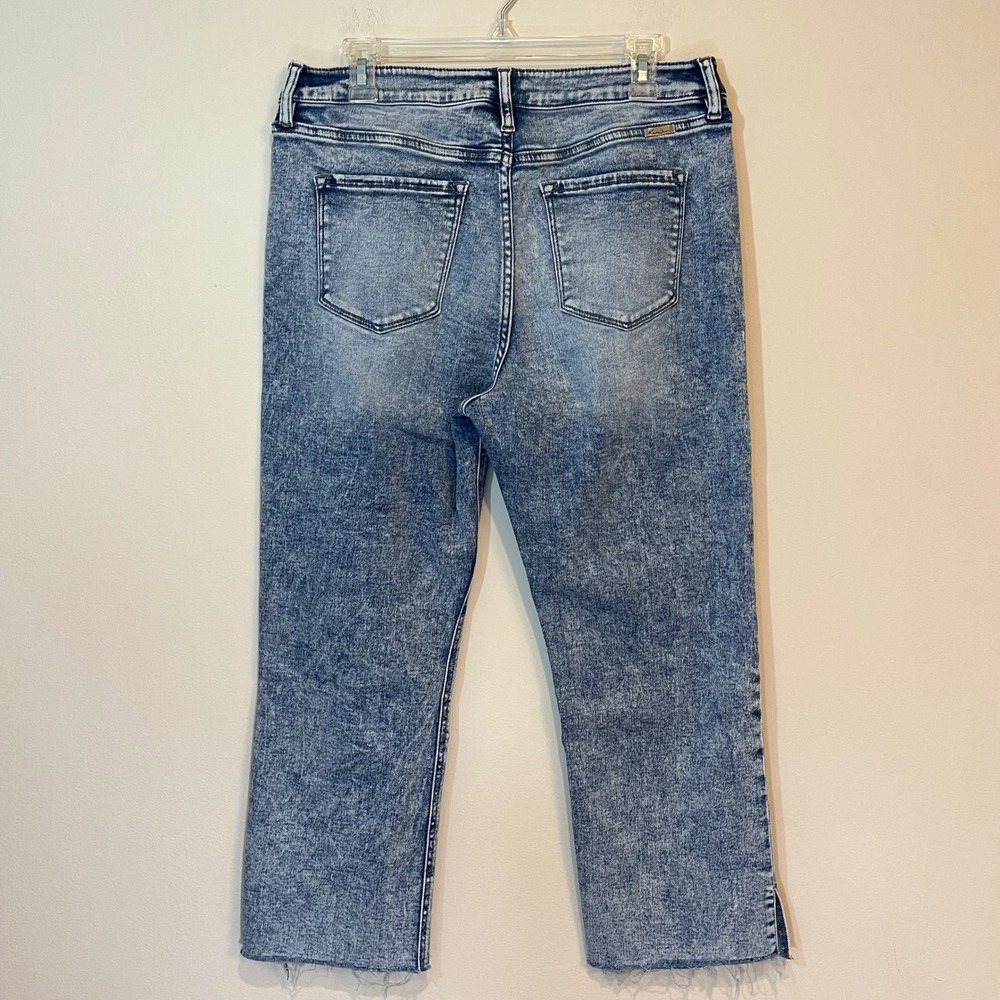 KanCan Jeans Maurices High Rise Straight Cropped Acid‎ Wash Raw Hem Stretch 31 - Picture 2 of 6